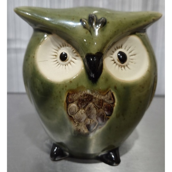 Other - Vintage 5" x 5"  Mid Century Modern Avocado Green‎ Ceramic Owl